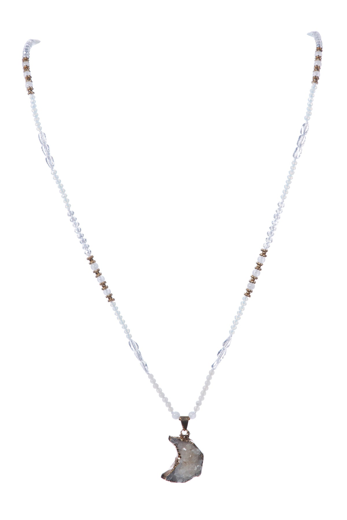 Druzy Pendant Crystal Bead Necklace N5389