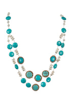 Handmade Turquoise Pearl Beaded Chain Layered Necklace N5390