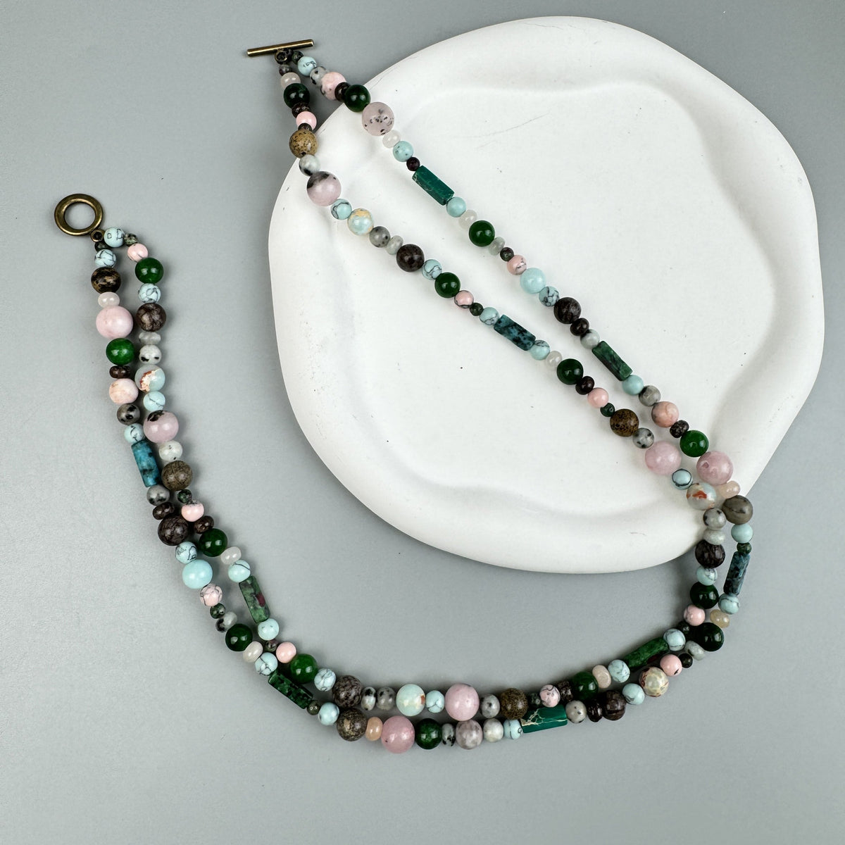 Layered Mixed Stone Beaded Choker Necklace N5394