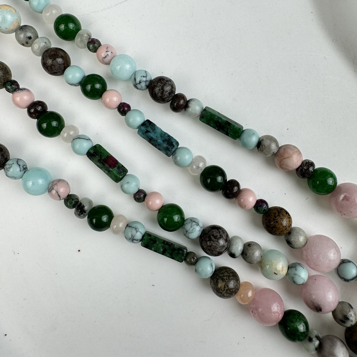Layered Mixed Stone Beaded Choker Necklace N5394