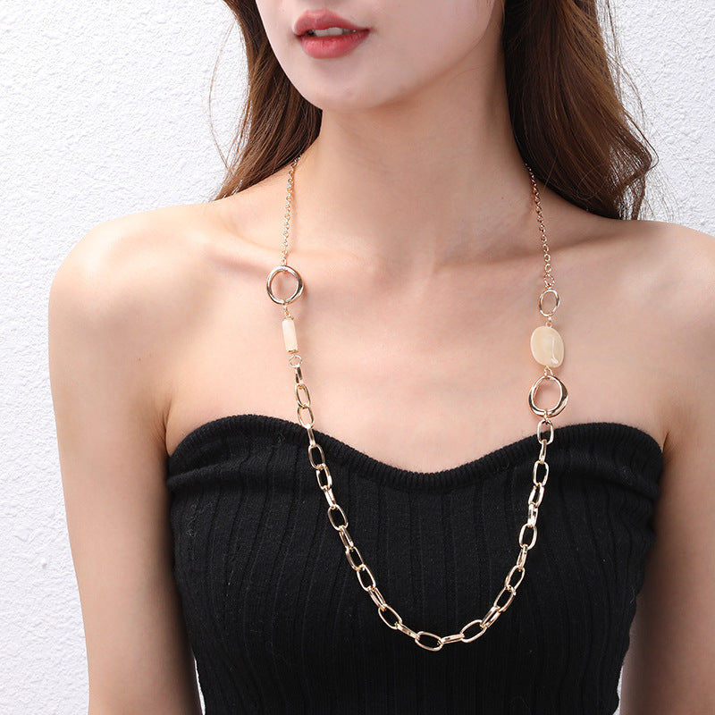 Geometry Oval Alloy Link Necklace N5403