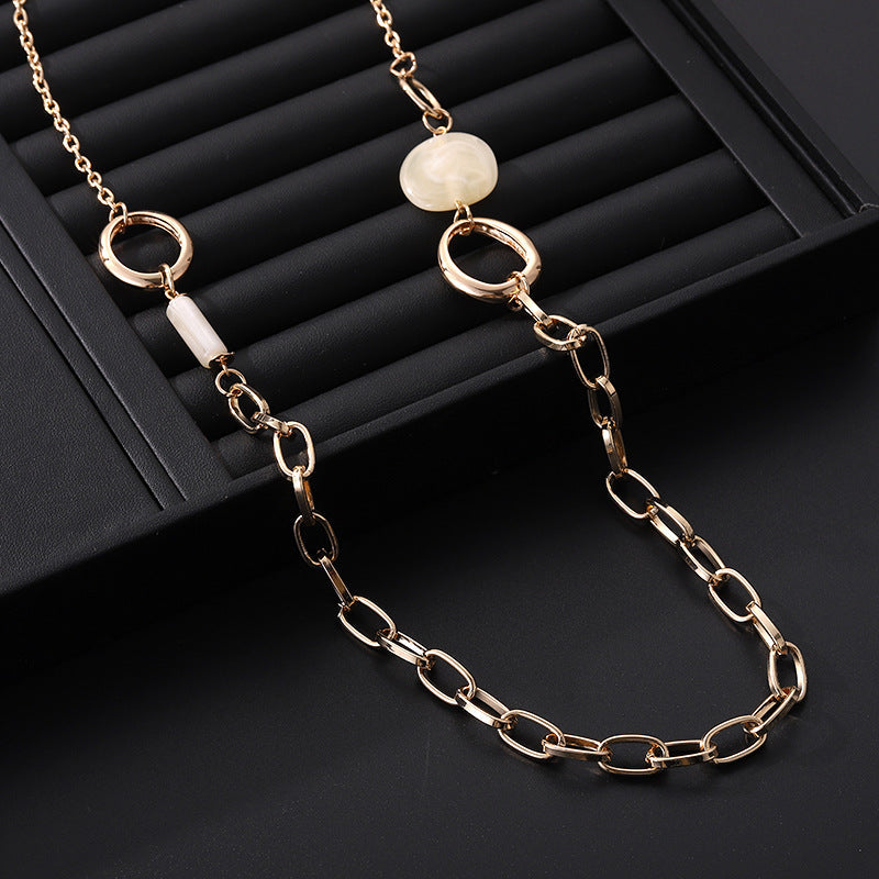 Geometry Oval Alloy Link Necklace N5403