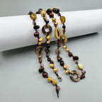 Handmade Braided Golden Swan Stone Beaded Necklace N5414