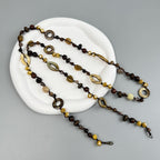Handmade Braided Golden Swan Stone Beaded Necklace N5414