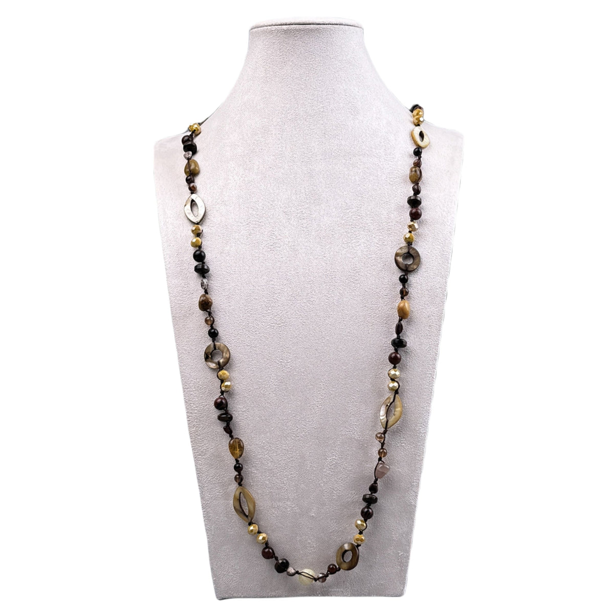Handmade Braided Golden Swan Stone Beaded Necklace N5414