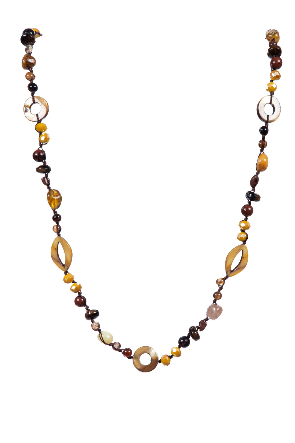 Handmade Braided Golden Swan Stone Beaded Necklace N5414
