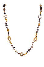 Handmade Braided Golden Swan Stone Beaded Necklace N5414