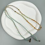 Handmade Braided Yellow Aventurine Long Necklace N5415