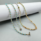 Handmade Braided Yellow Aventurine Long Necklace N5415