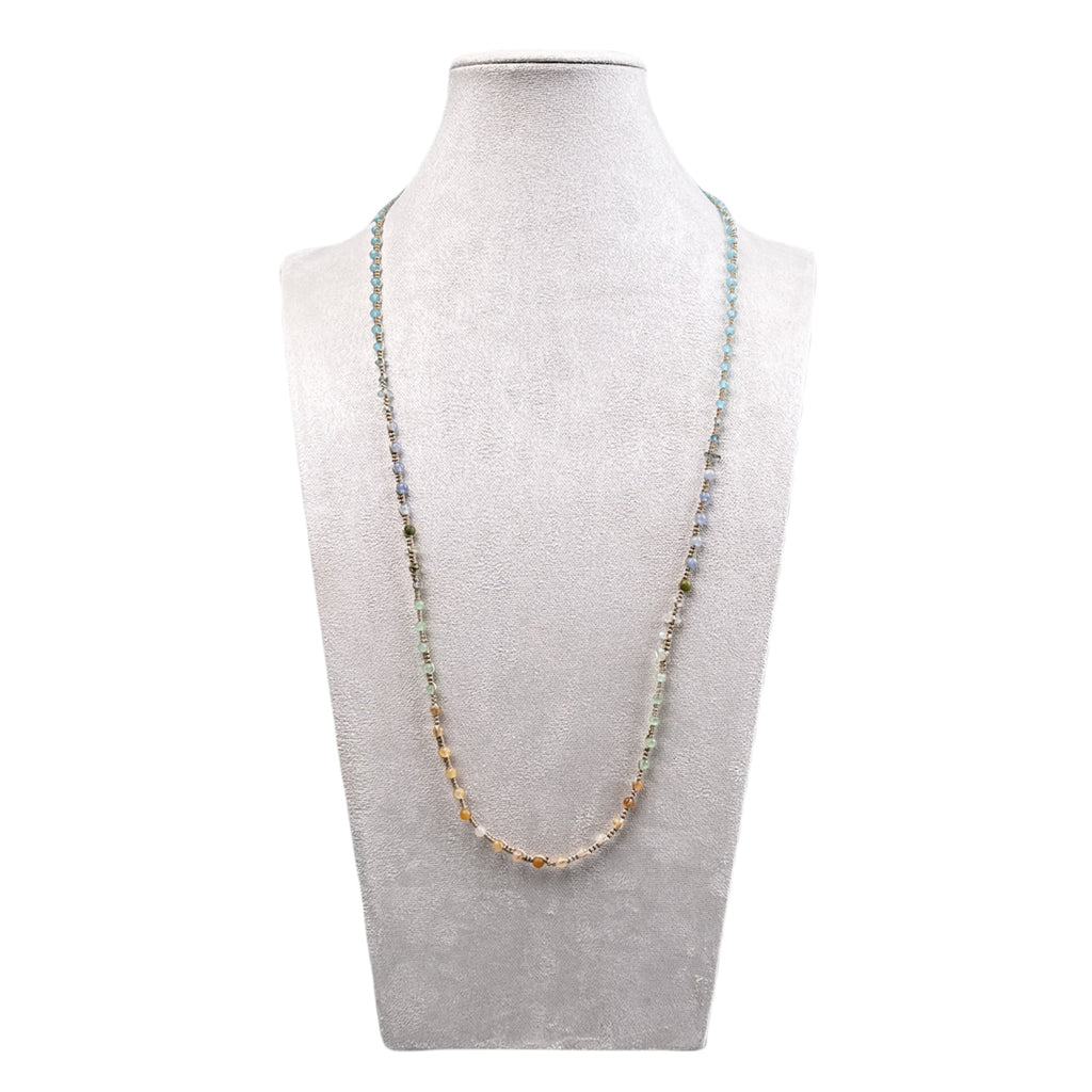 Handmade Braided Yellow Aventurine Long Necklace N5415