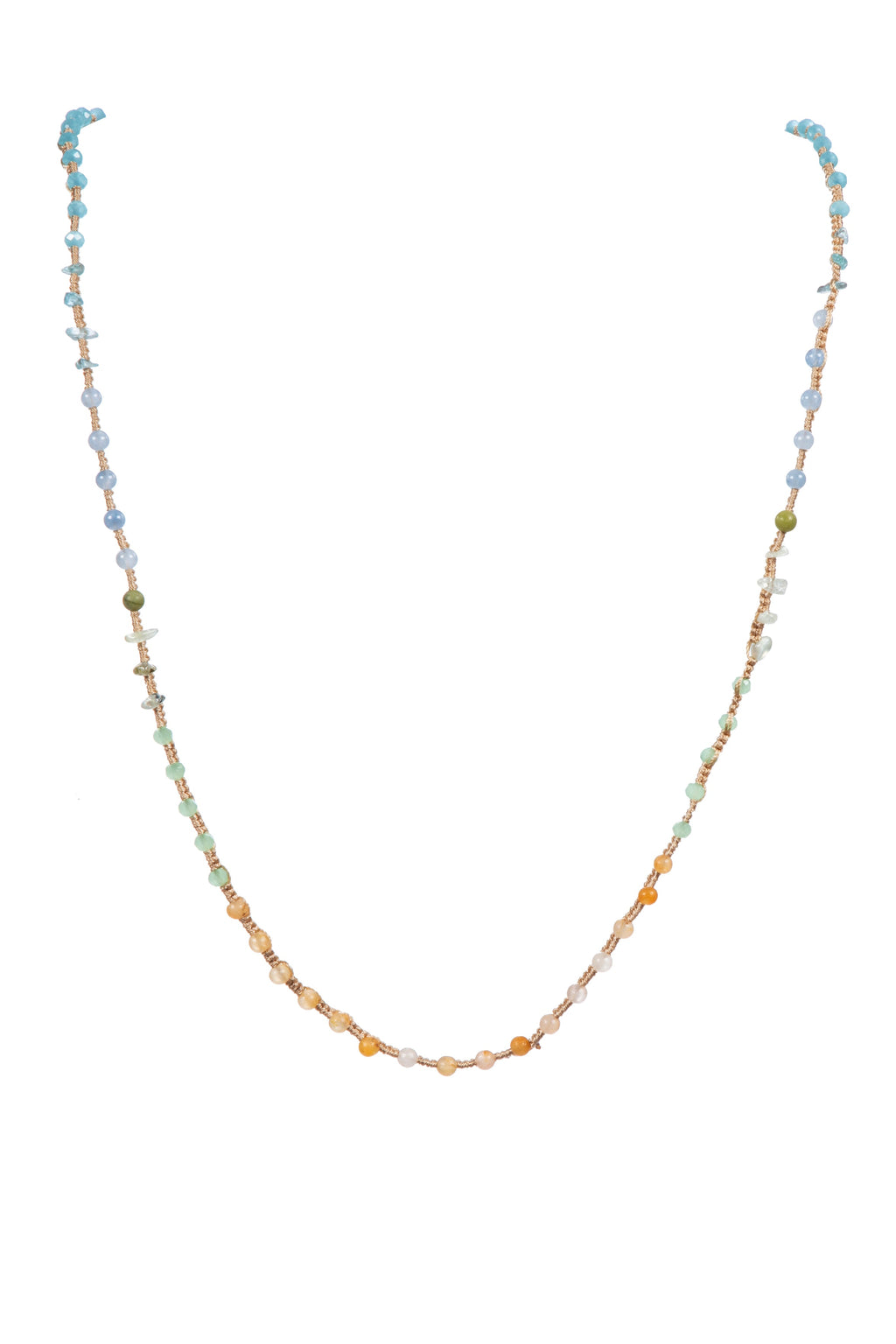 Handmade Braided Yellow Aventurine Long Necklace N5415