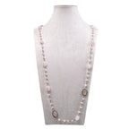 Handmade Braided Rose Quartz Stone Beaded Necklace N5428