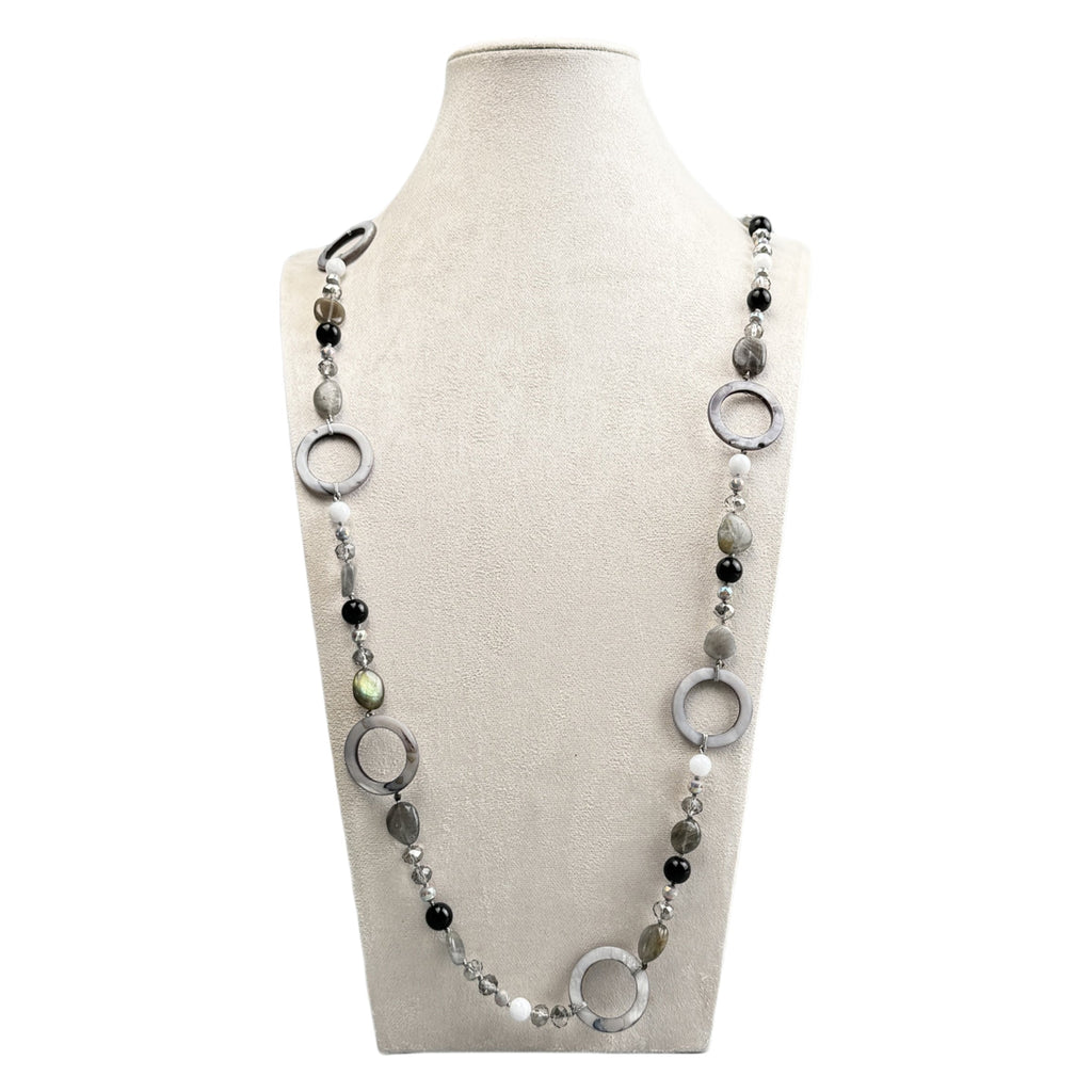 Handmade Braided Labradorite Stone Beaded Necklace N5453