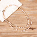 Handmade Braided Natural Stone Long Necklace N5455-Rose Quartz