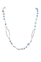 Handmade Geometry Circle Blue Aquamarine Long Necklace N5456