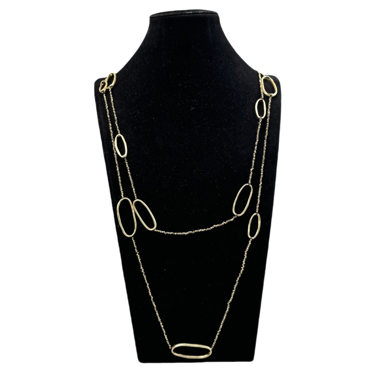 Geometry Circle Crystal Beaded Layered Necklace N5457-Gold