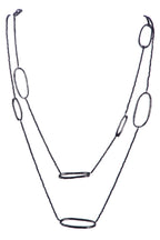 Geometry Circle Crystal Beaded Layered Necklace N5457-Black