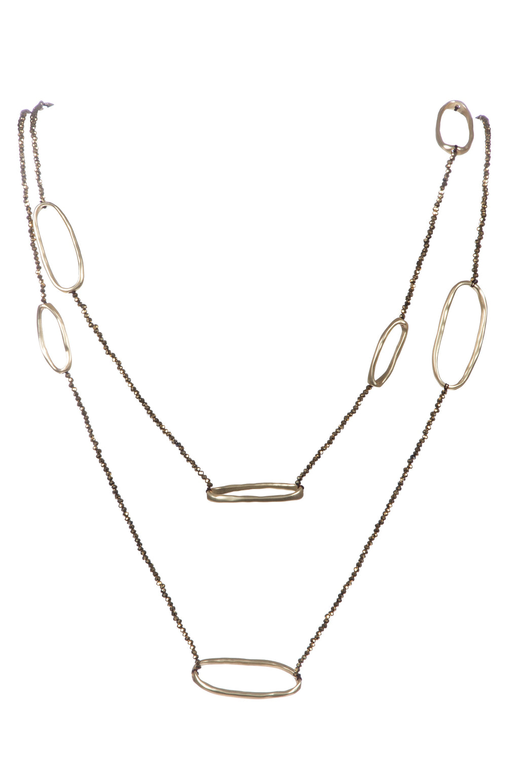 Geometry Circle Crystal Beaded Layered Necklace N5457-Gold
