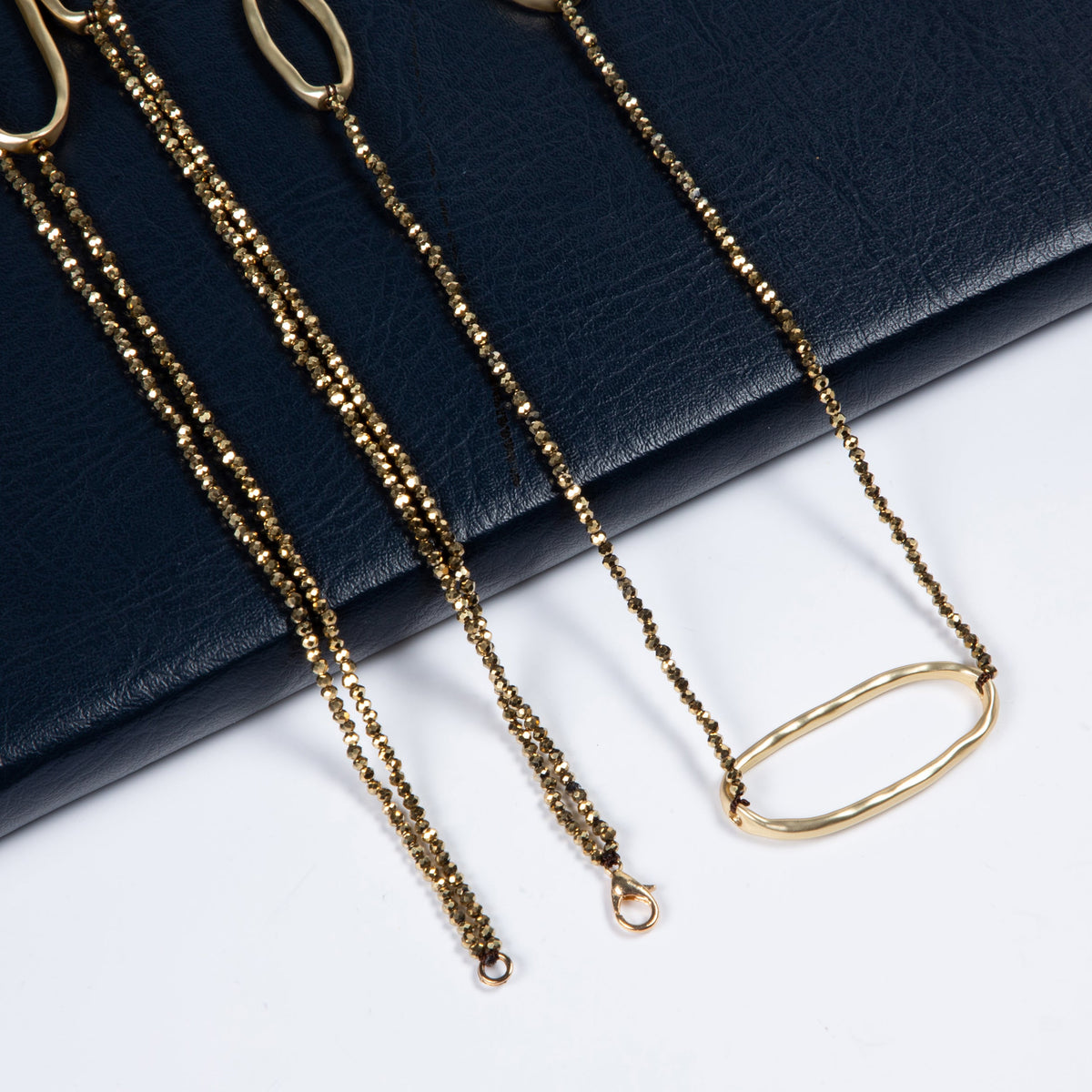 Geometry Circle Crystal Beaded Layered Necklace N5457-Gold