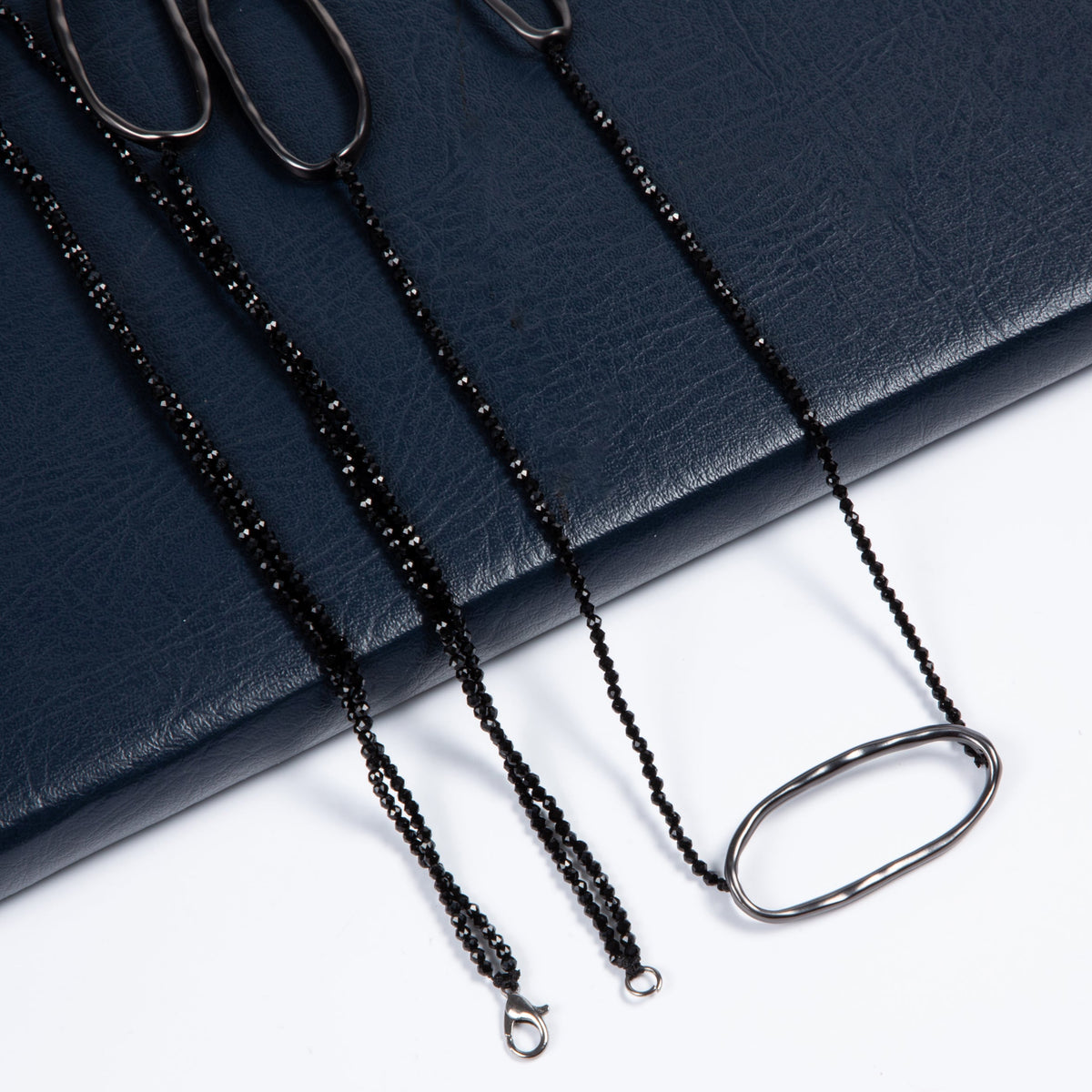 Geometry Circle Crystal Beaded Layered Necklace N5457-Black