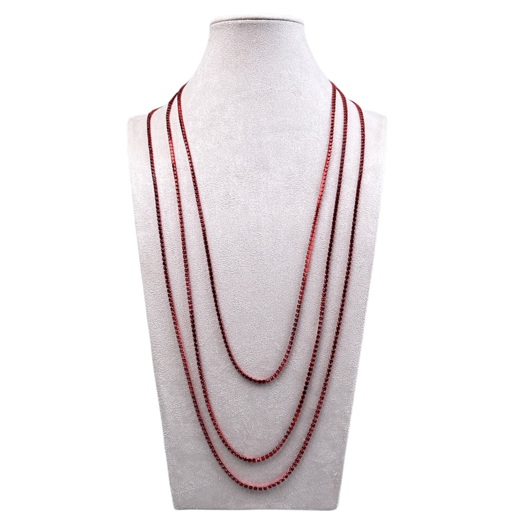 3PCS Rhinestone Chain Long Necklace N5484-SET