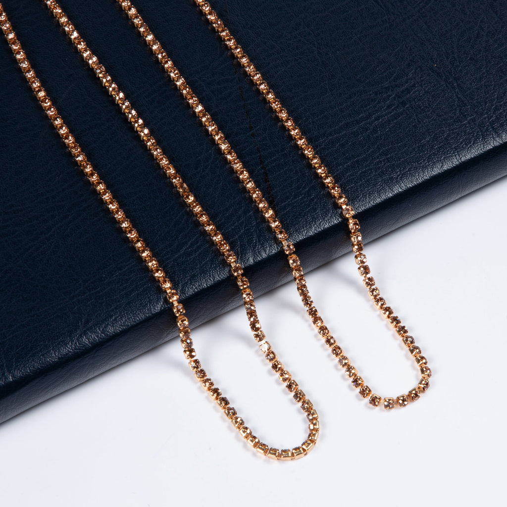 3PCS Rhinestone Chain Long Necklace N5484-SET