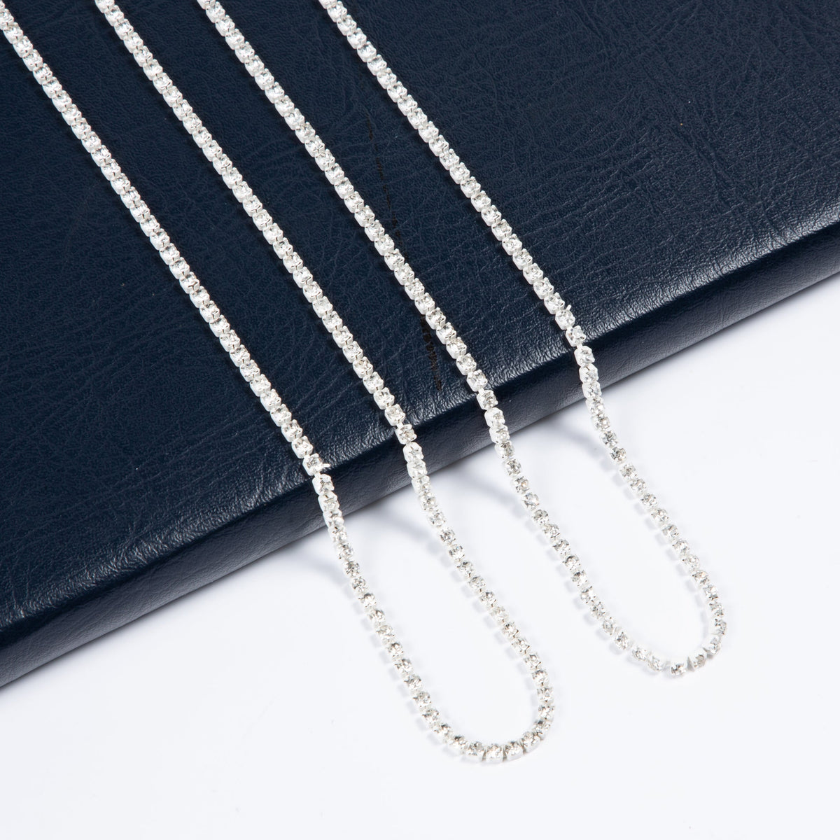 3PCS Rhinestone Chain Long Necklace N5484-SET