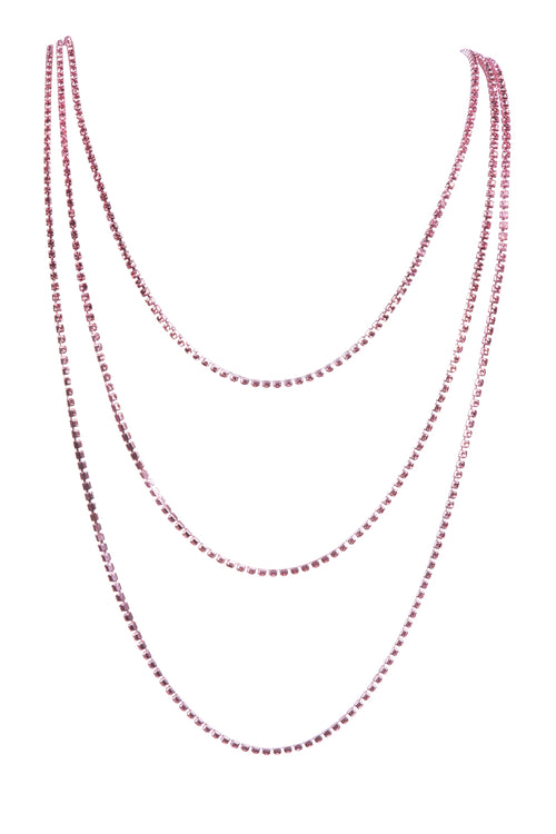 3PCS Rhinestone Chain Long Necklace N5484-SET