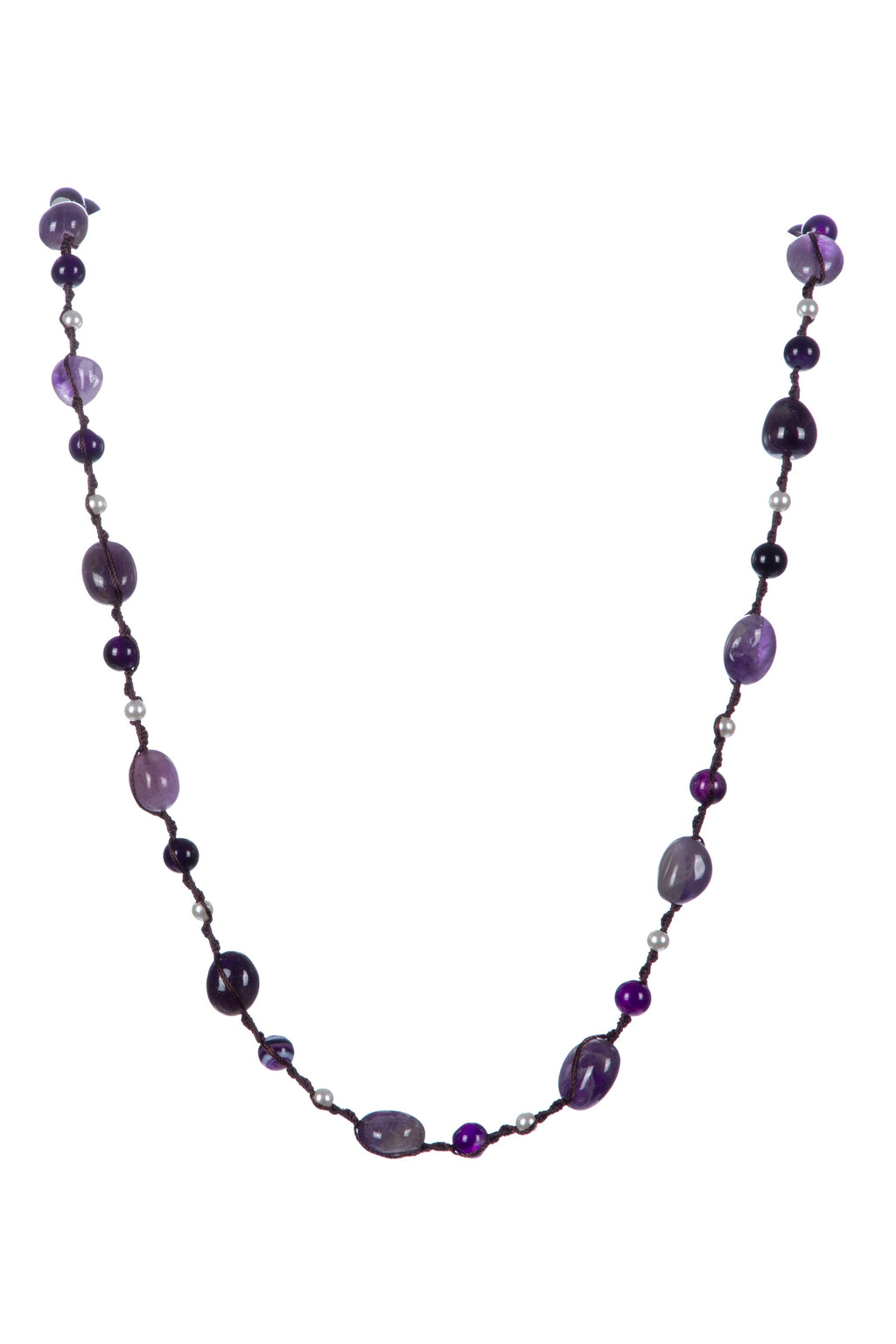 Handmade Braided Amethyst Pearl Necklace N5500