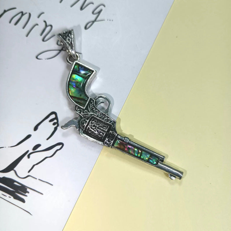 Mother Of Pearl Pistol Pendant Necklace N5507