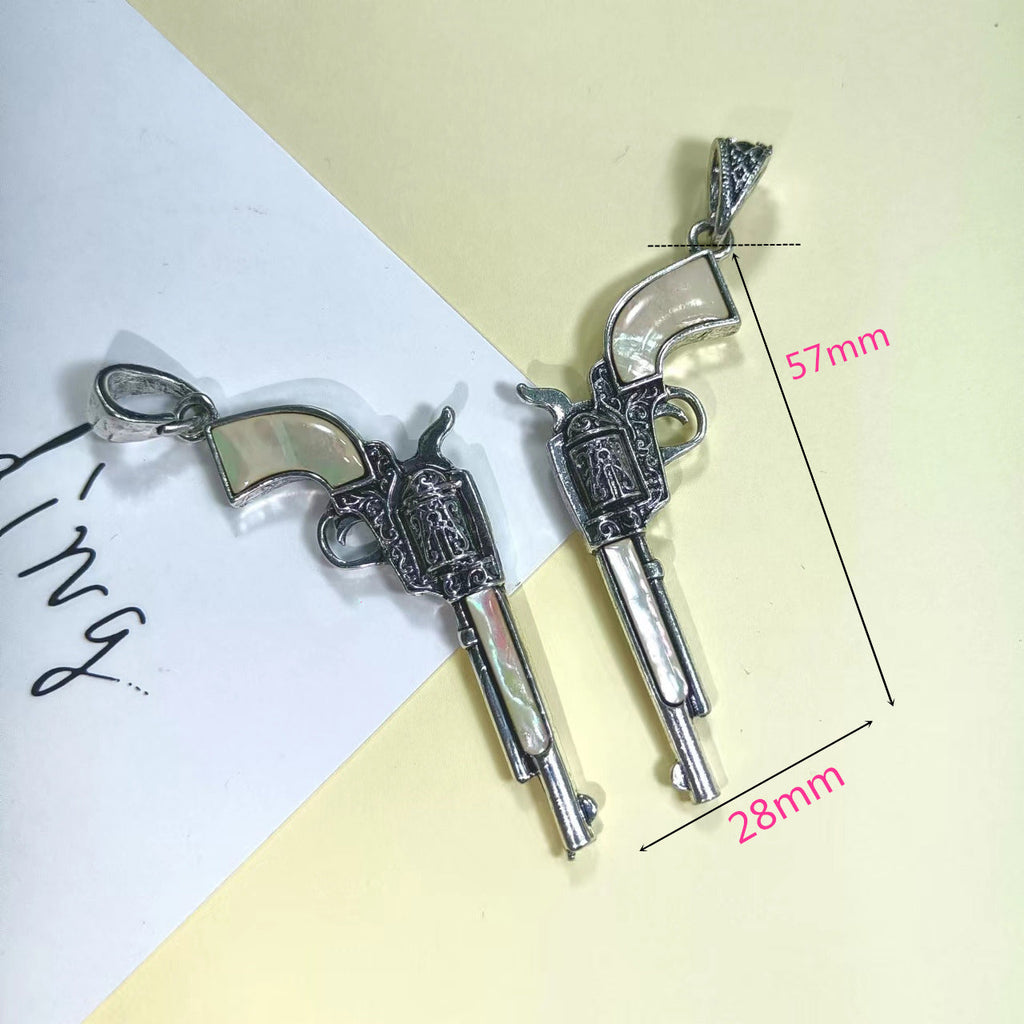 Mother Of Pearl Pistol Pendant Necklace N5507