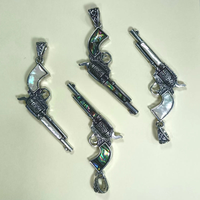 Mother Of Pearl Pistol Pendant Necklace N5507