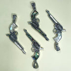 Mother Of Pearl Pistol Pendant Necklace N5507