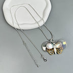 Butterfly Pendant Long Chain Metal Necklace N5527