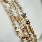 Heart Pendant Fossil Bead Long Necklace N5540