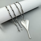 Heart Pendant Atlas Jasper Metal Necklace N5546