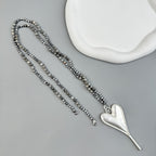 Heart Pendant Atlas Jasper Metal Necklace N5546