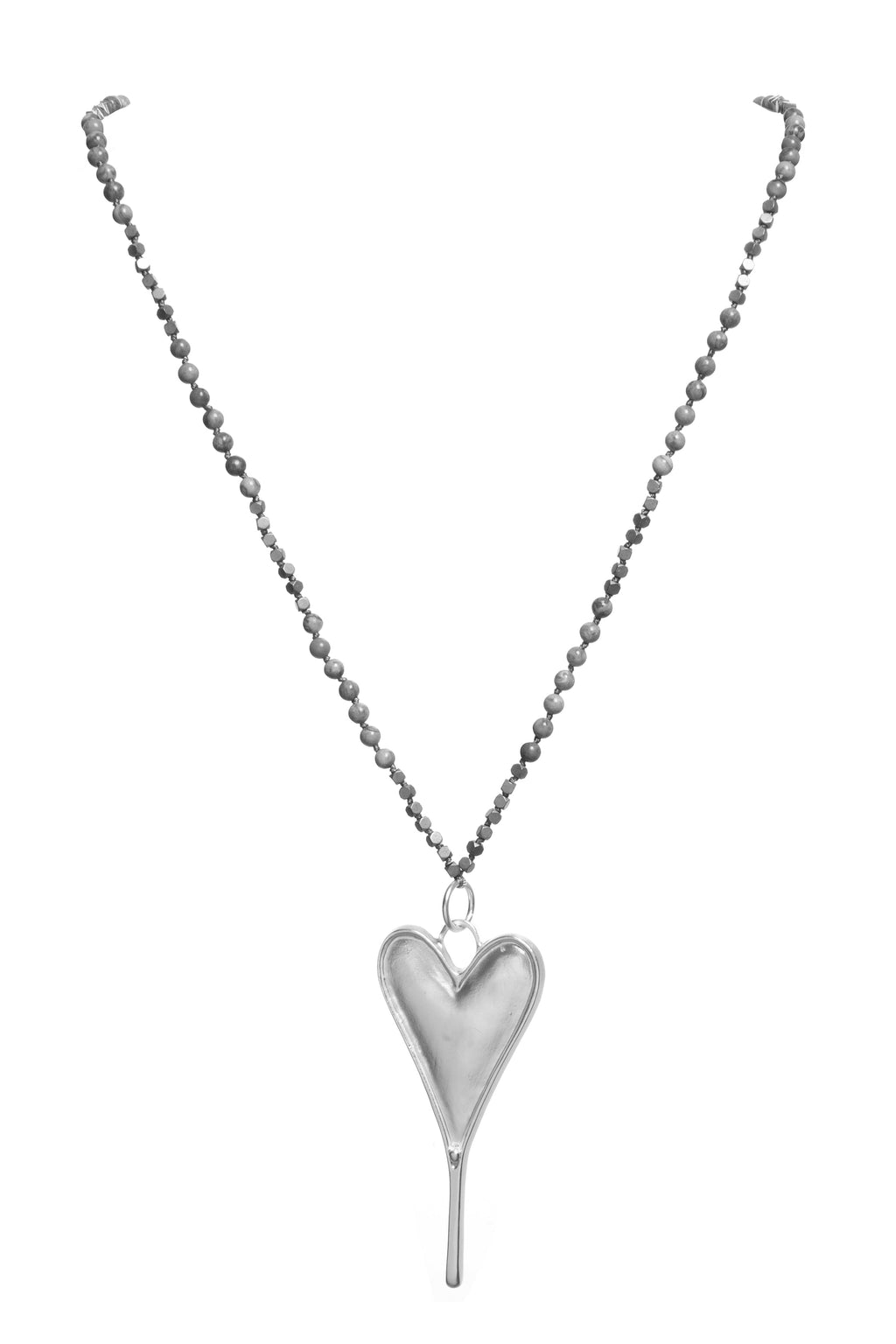 Heart Pendant Atlas Jasper Metal Necklace N5546