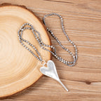 Heart Pendant Atlas Jasper Metal Necklace N5546