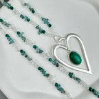 Heart Pendant Blue Apatite Metal Necklace N5550