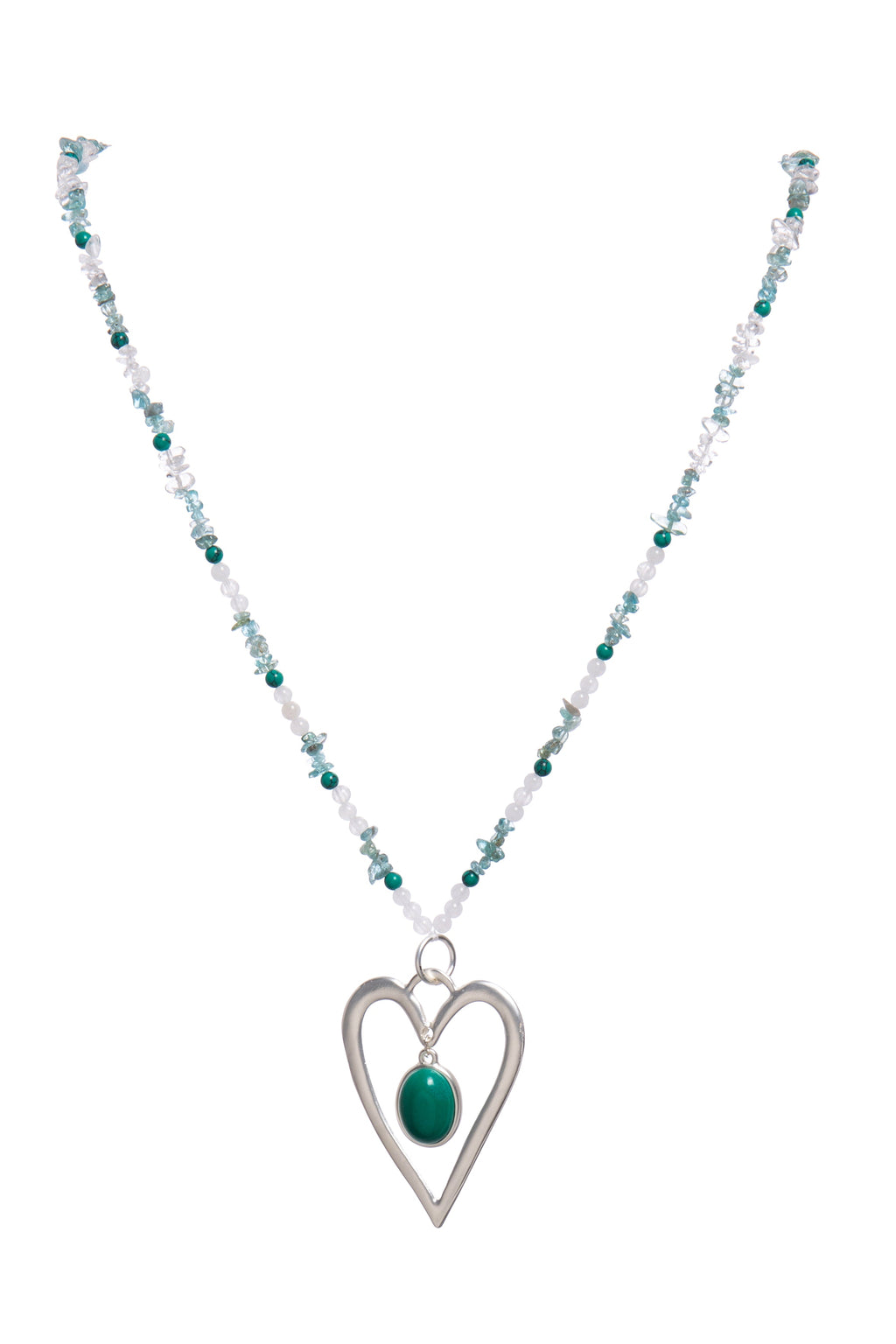 Heart Pendant Blue Apatite Metal Necklace N5550