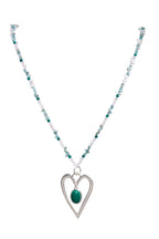 Heart Pendant Blue Apatite Metal Necklace N5550