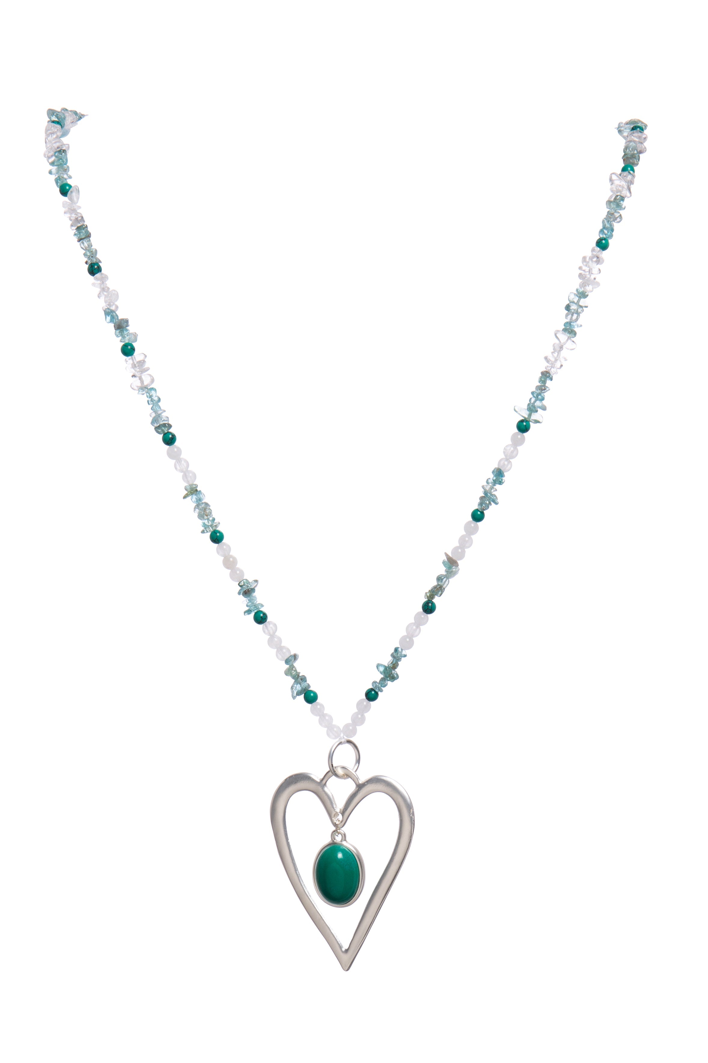 Heart Pendant Blue Apatite Metal Necklace N5550