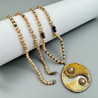 Yin Yang Shell Pendant Bead Necklace N5551
