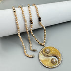 Yin Yang Shell Pendant Bead Necklace N5551