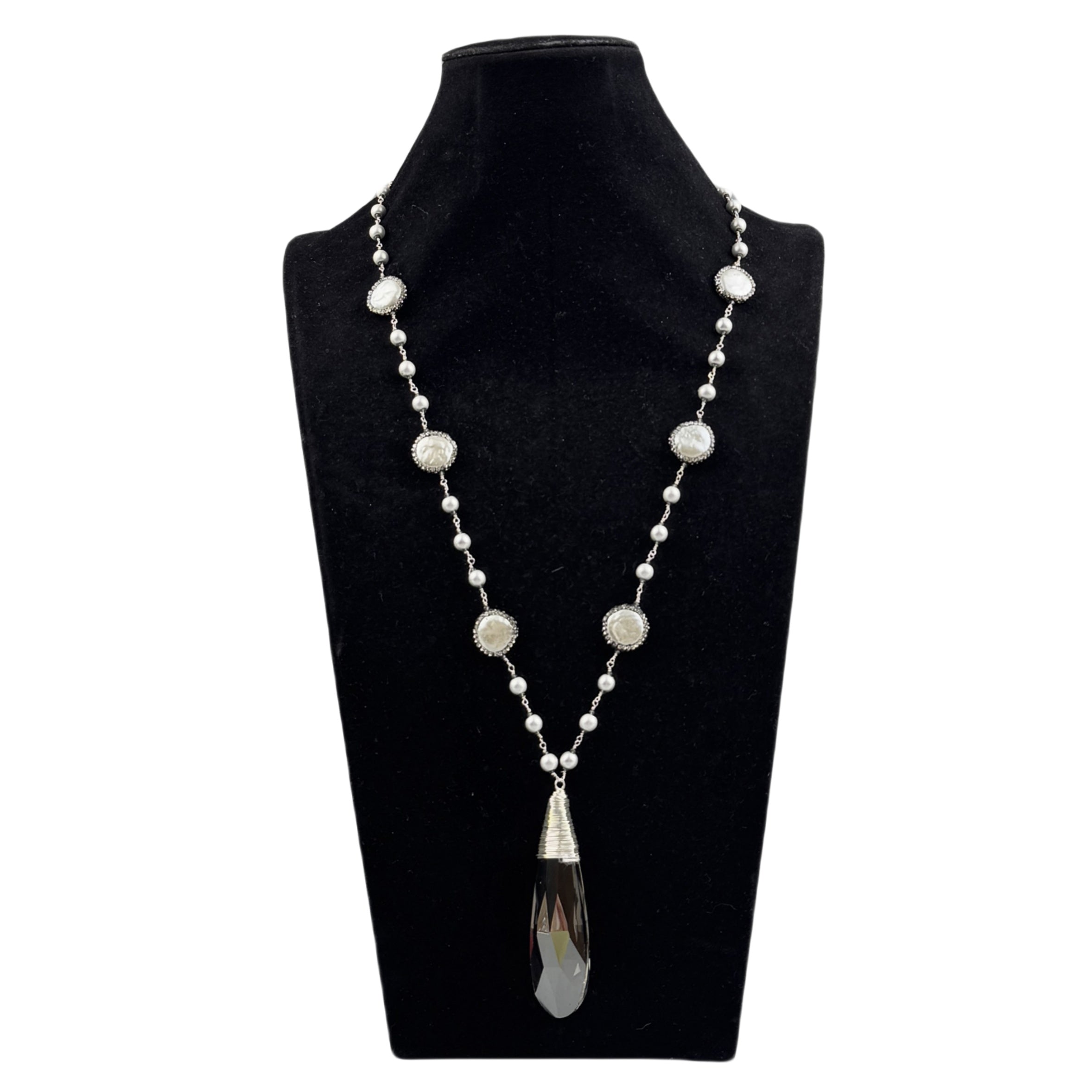 Water Drop Crystal Pearl Necklace N5576