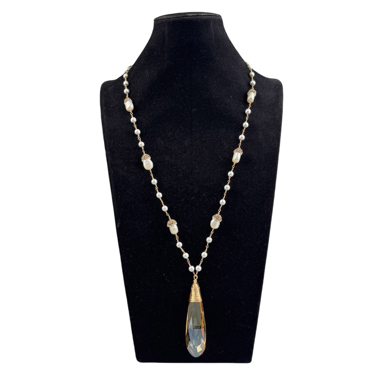 Tear Drop Crystal Pearl Necklace N5577