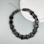 Handmade Black Emperor Jasper Beaded Choker Necklace N5579