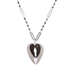 Black Labradorite Heart Pendant Metal Necklace N5584
