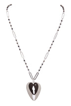 Black Labradorite Heart Pendant Metal Necklace N5584